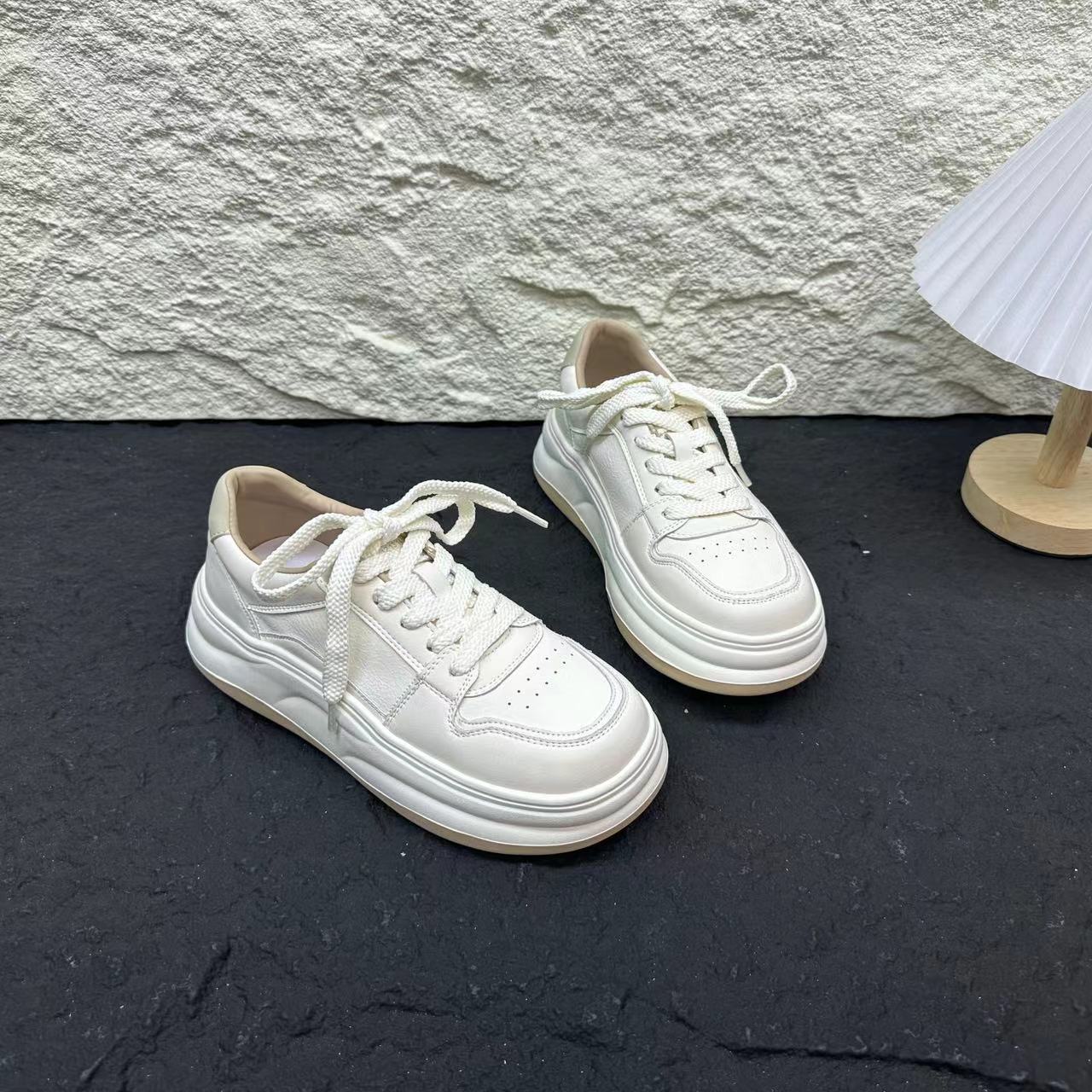 春季新款百搭系带时尚休闲鞋软底小白鞋圆头板鞋 X 检 2502-6