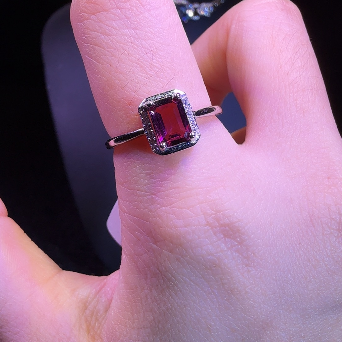 石榴石戒指银S925镶嵌