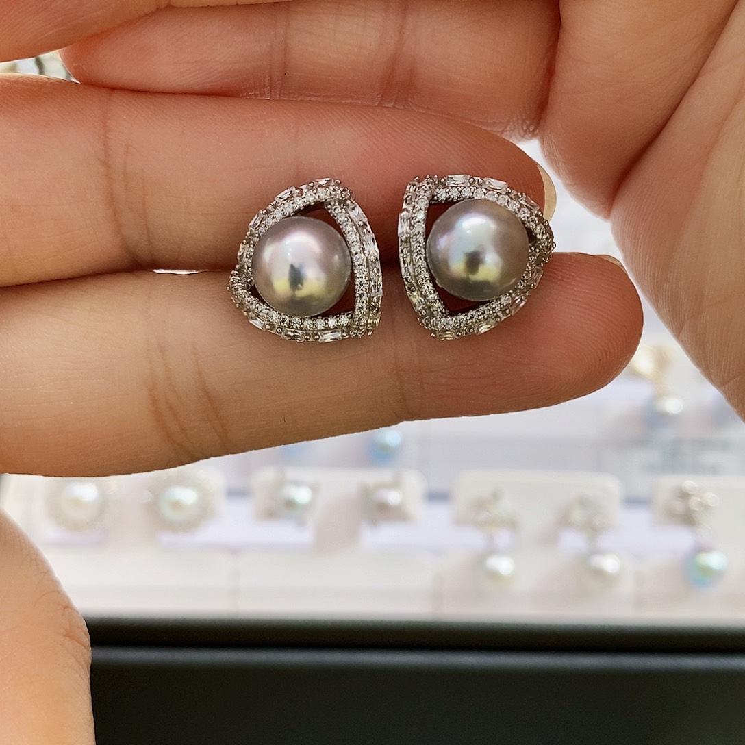 银S925镶嵌特价真多麻微巴耳饰海水珍珠星*?