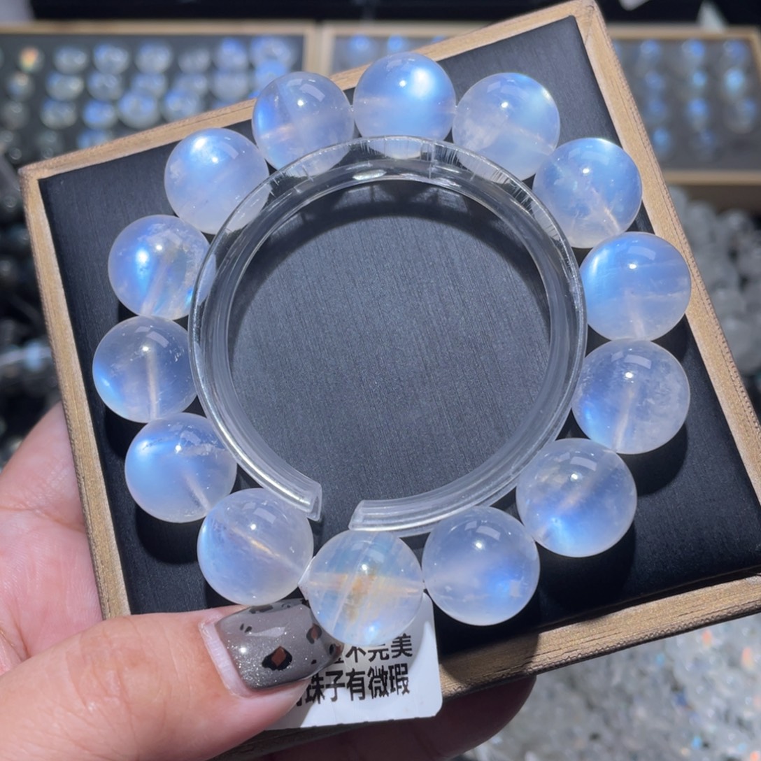长石手链未镶嵌蓝月光手链15mm+