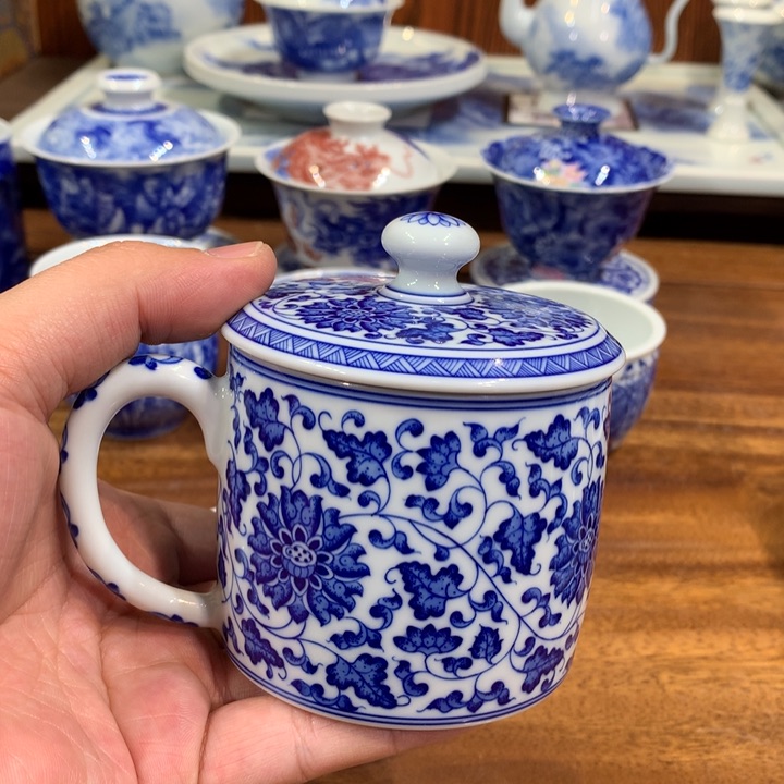 晓月柴窑 缠枝办公杯