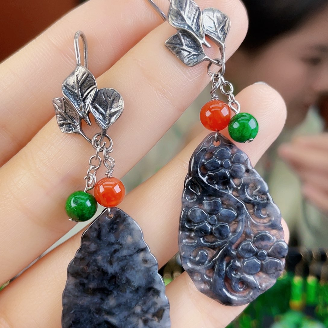 翡翠未镶嵌耳饰饰品