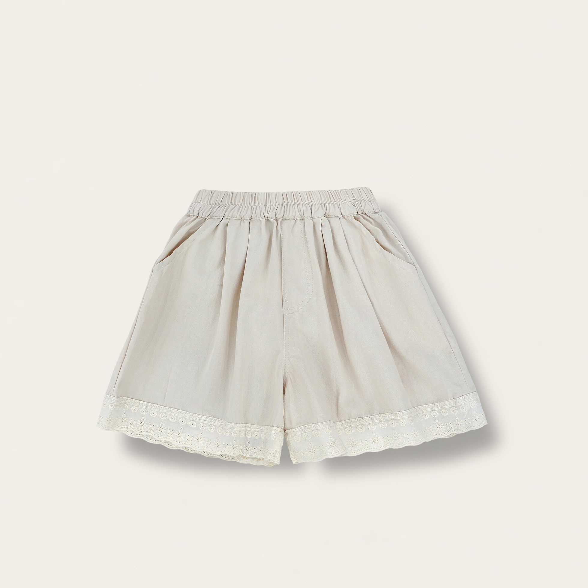 〖姐姐家〗2025夏款儿童萌娃穿搭绣花蕾丝边休闲短裤26606