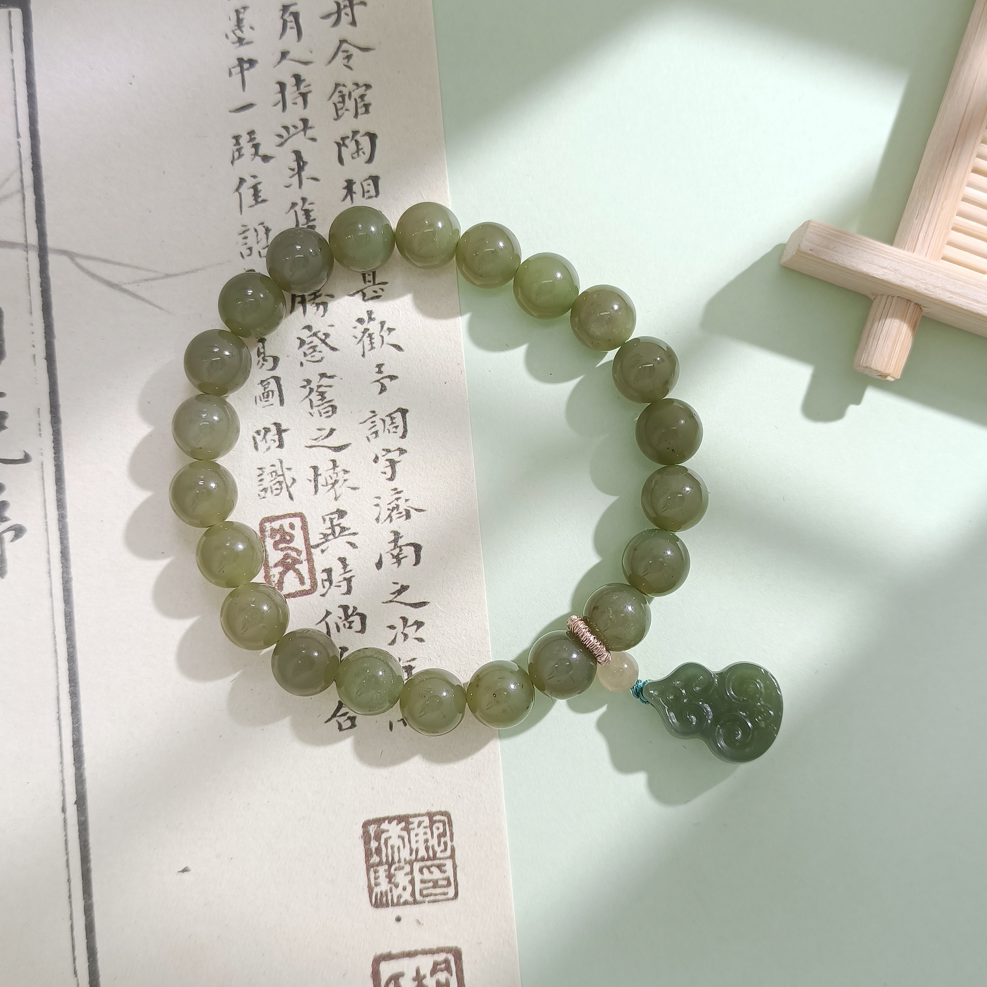WZY-002552【钰辉护禄】和田玉 设计女款手串手链