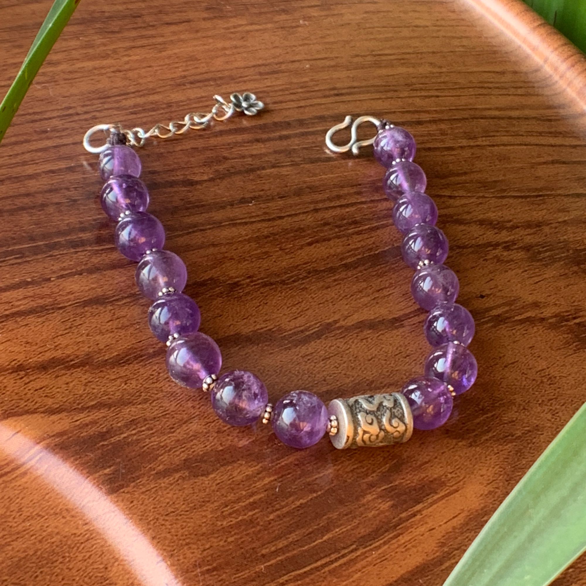 s925银紫水晶复古百搭手链