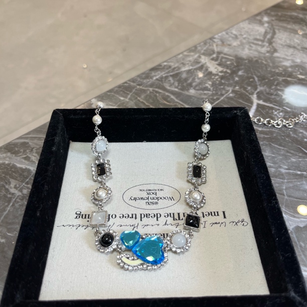 铜合金合成锆石项链 臭臭圆锆方锆项链XL3949