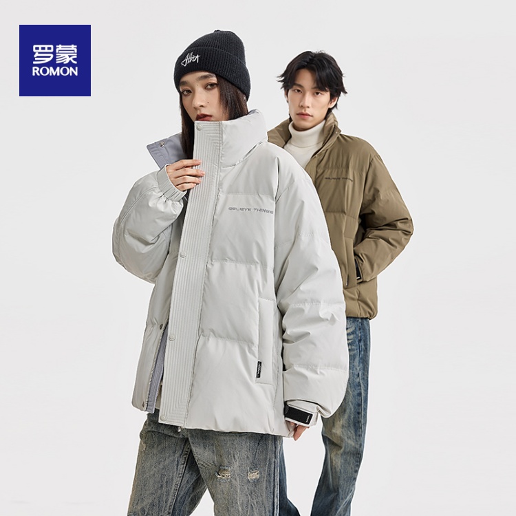 Romon/罗蒙男女同款羽绒保暖都市立领宽松加厚冬季时尚百搭简约