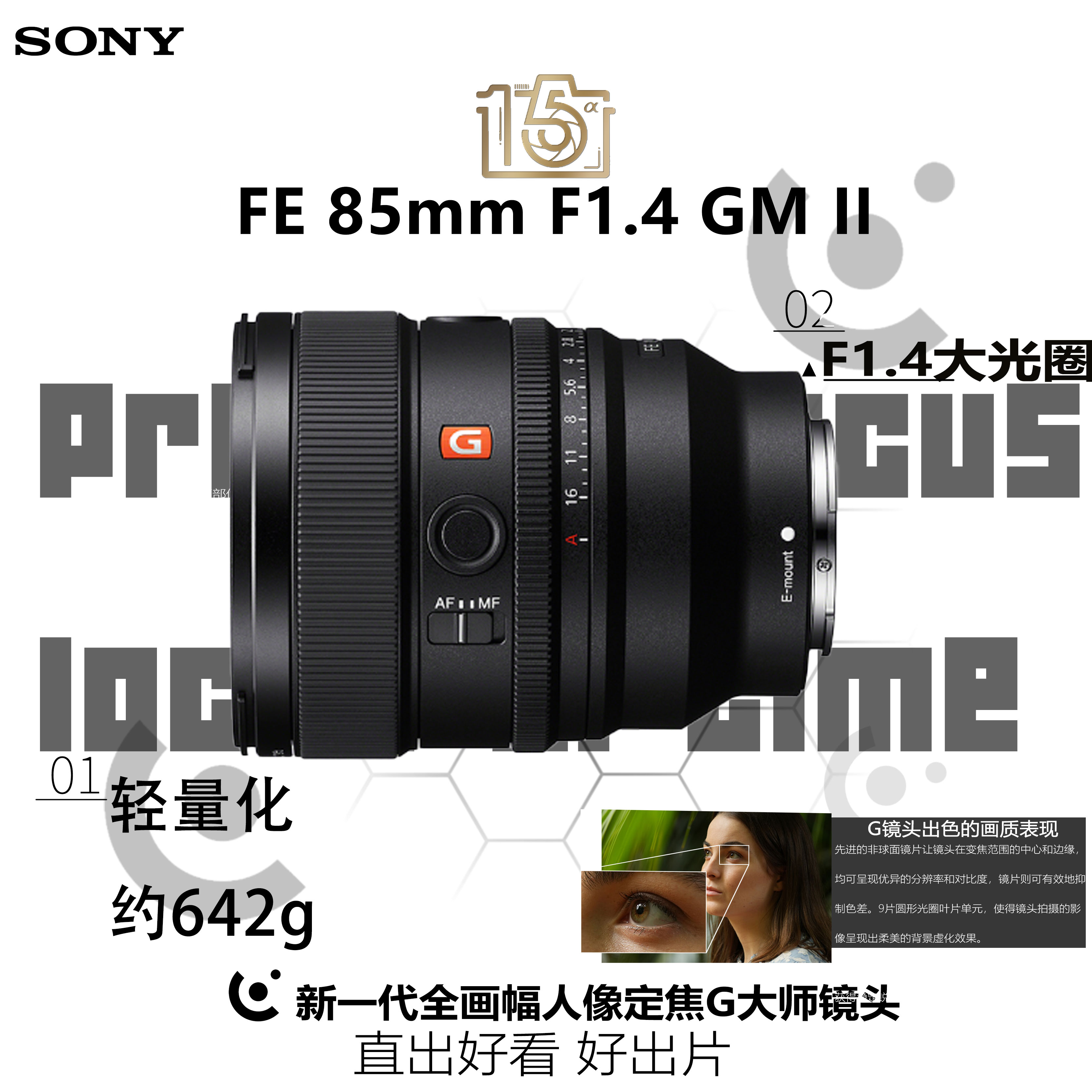 Sony/索尼FE 85mm F1.4 GM II新一代全画幅人像定焦G大师相机镜头