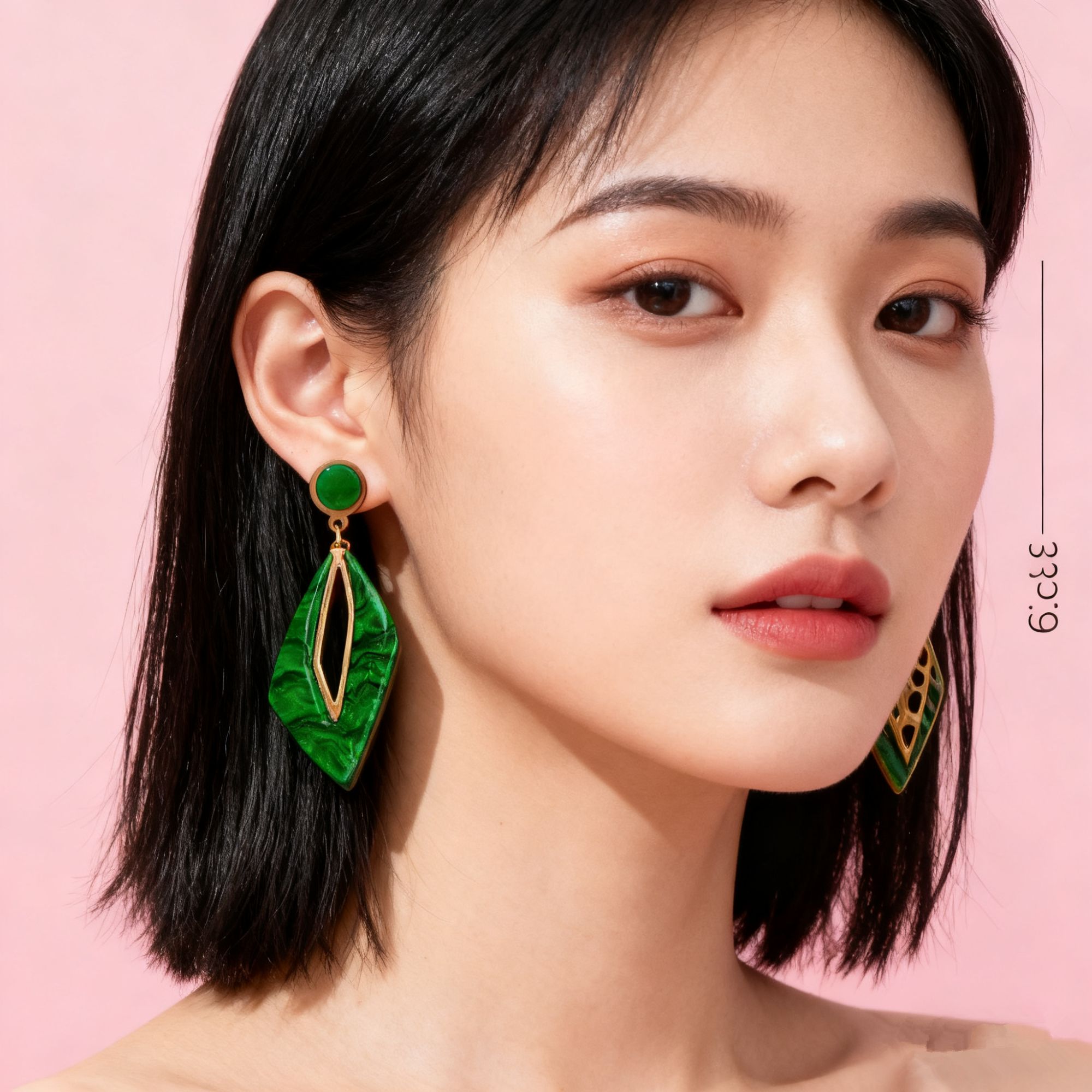 合金亚克力耳饰 个性夸张菱形亚克力耳环（6CM）