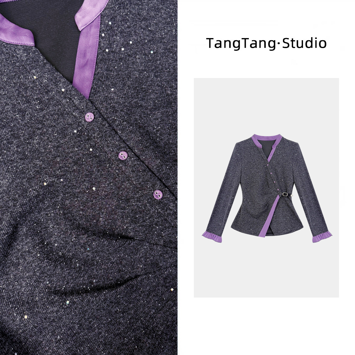 【TangTang·Studio】紫曼上衣高级气质女装气质卫衣上衣-2511611
