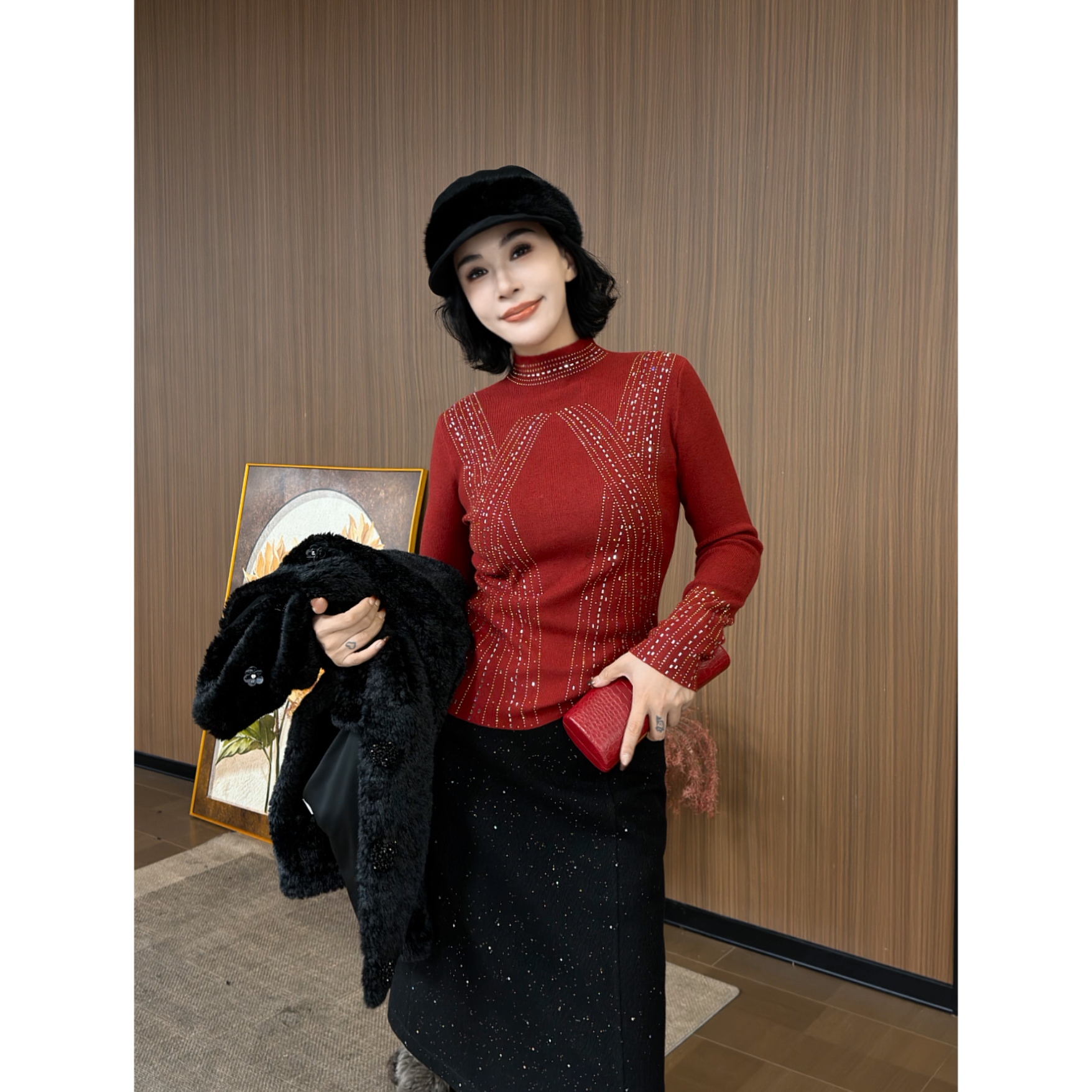 SONG-原创【流光碎金】新款保暖流光钻“绵羊毛”高级感柔软上衣