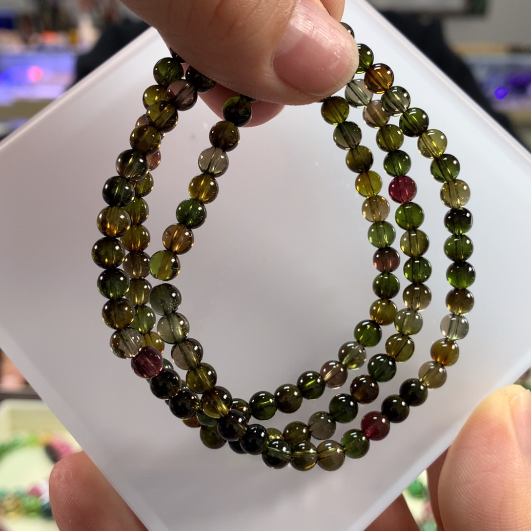 碧玺手链未镶嵌多样性发其一条5毫米左右