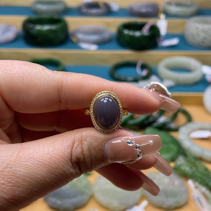 和田玉戒指银S925镶嵌