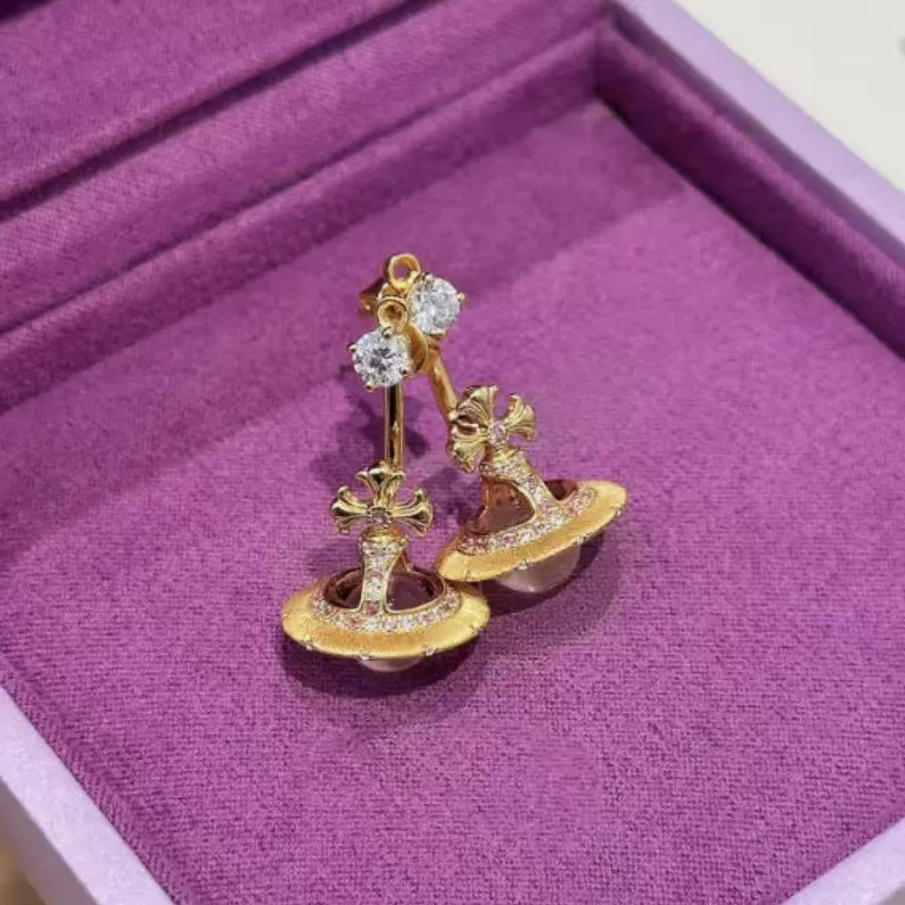 铜合金耳饰 璀璨姐妹铜合金耳钉cc055