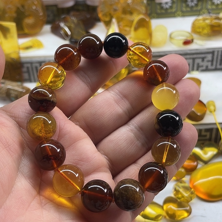 琥珀未镶嵌裸石手串
