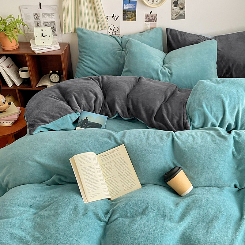 A类冬季加厚双面牛奶绒四件套法兰绒宝宝绒床上用品床单加厚保暖