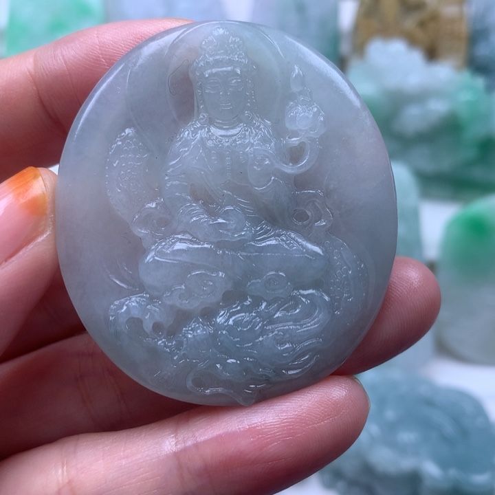 定制翡翠未镶嵌挂件玉龙观音挂件