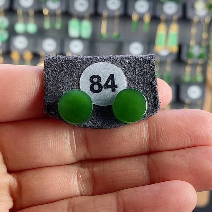 和田玉耳饰18K金镶嵌