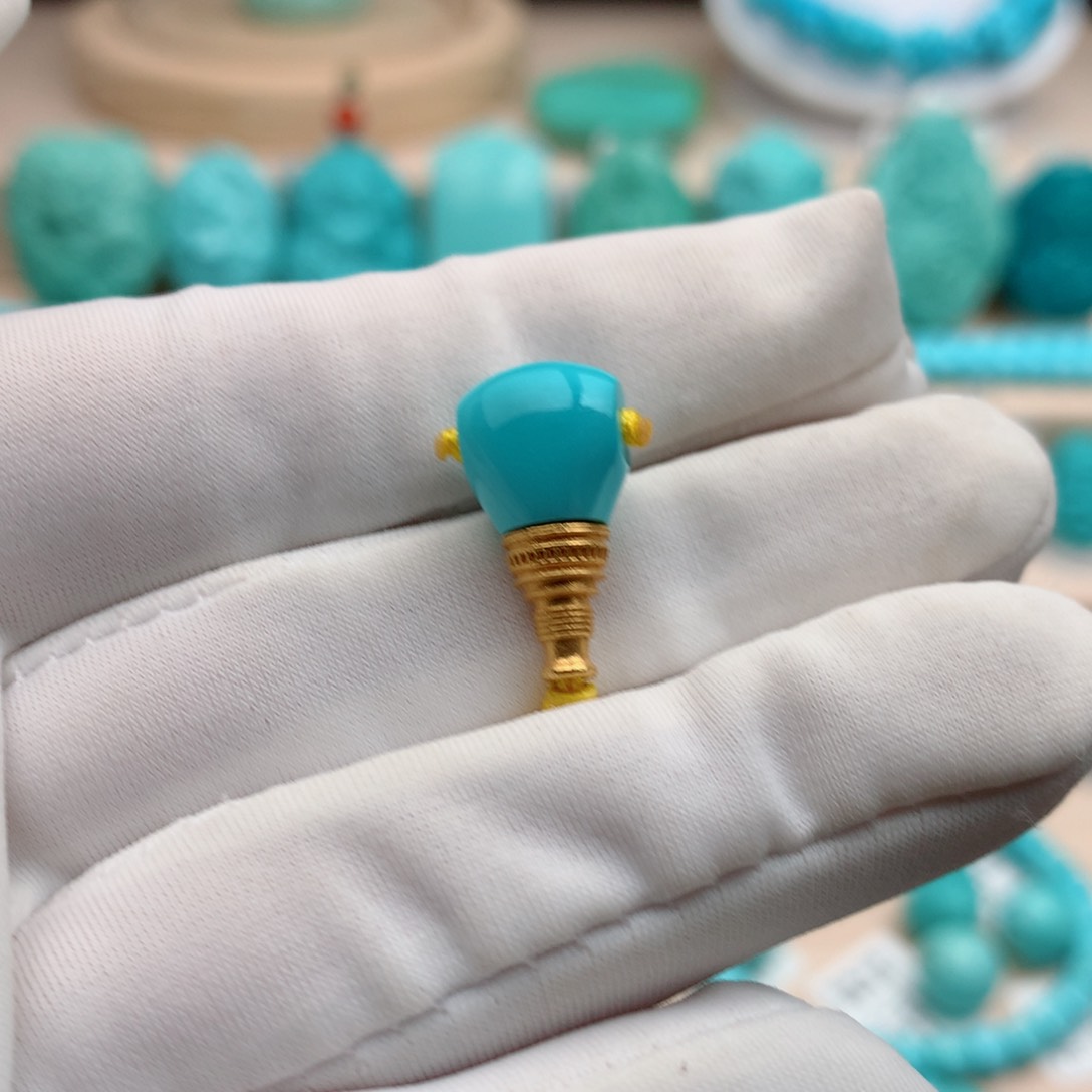 绿松石珠宝奇石未镶嵌9.2mm