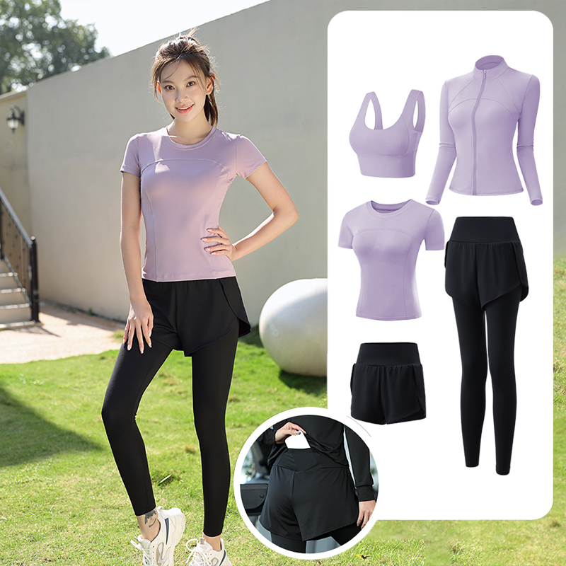 瑜伽服套装女防晒新款台球套装夏季速干弹力健身运动晨跑透气显瘦