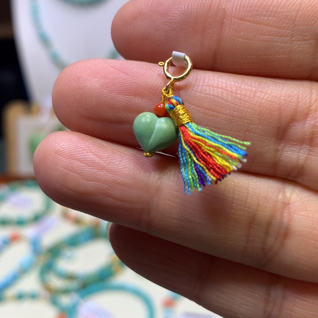 绿松石银S925镀金镶嵌挂件