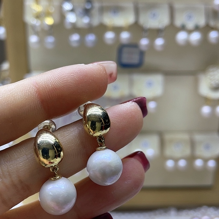 淡水珍珠耳饰银S925镶嵌