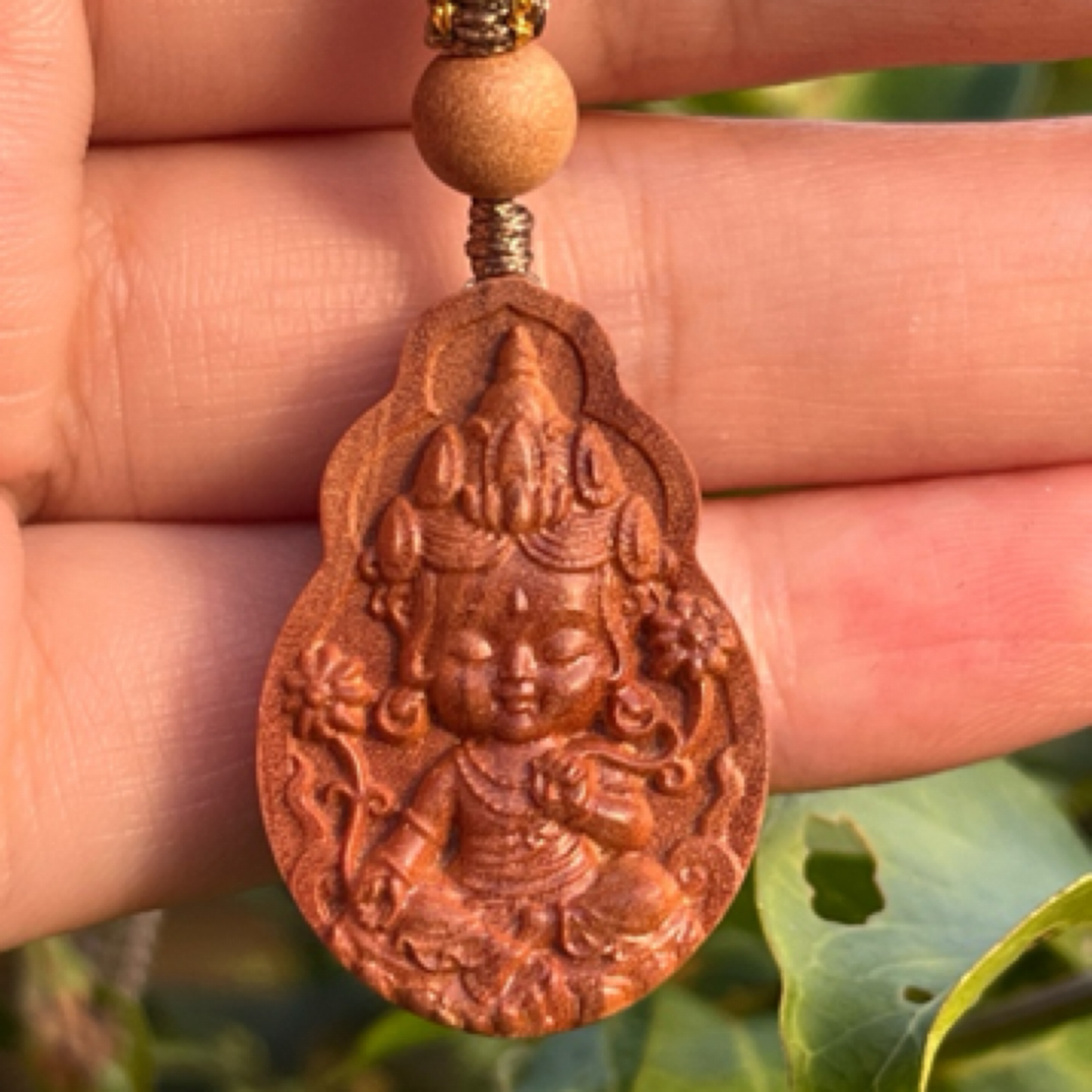 【度母】印度正区老山檀精雕吊坠（奶香味）