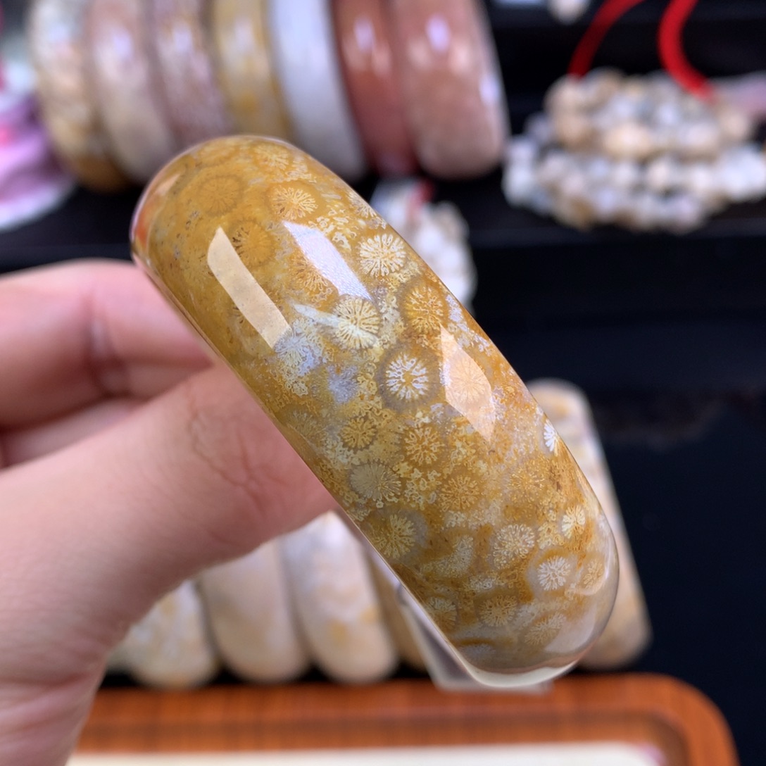 硅化珊瑚（珊瑚玉）未镶嵌颈饰90号53.7圈皮花花