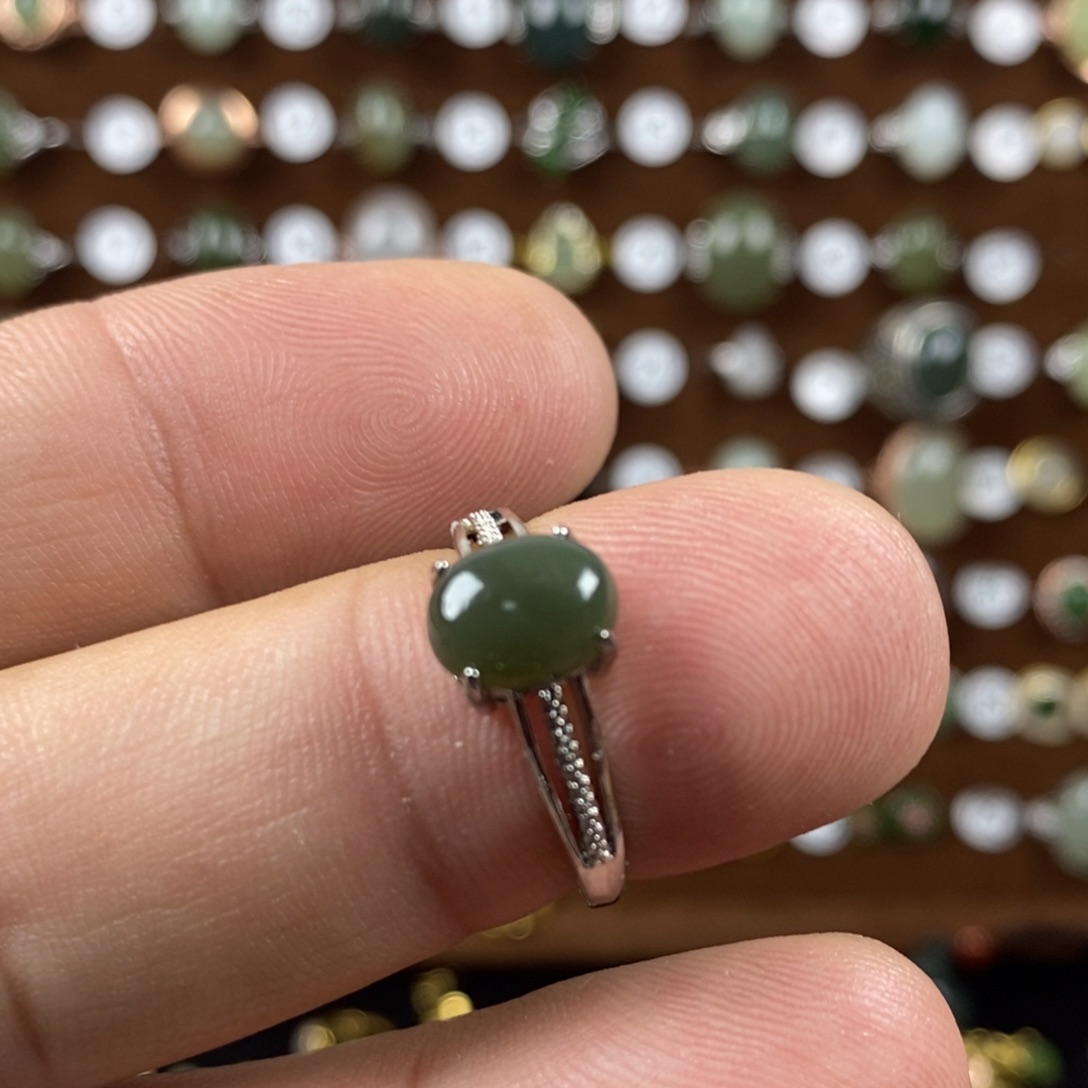 和田玉（青玉）戒指合金