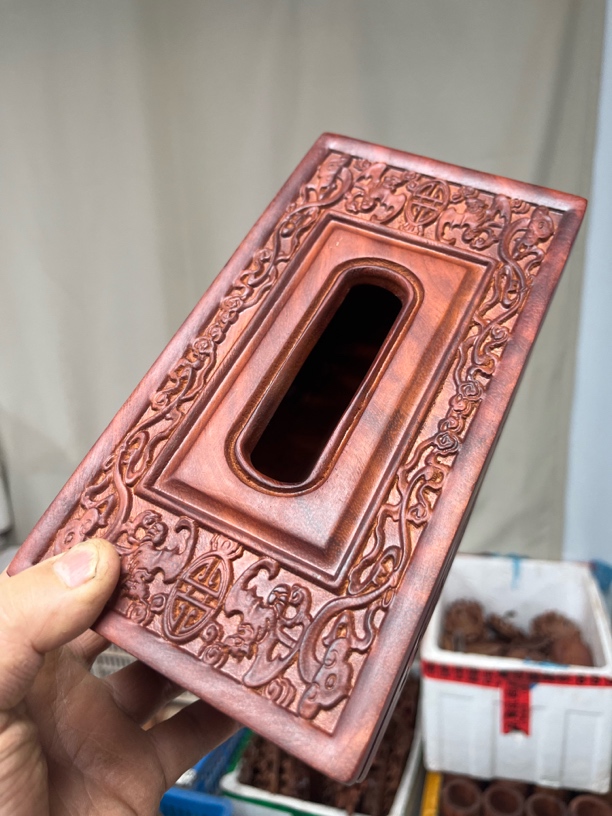 花梨木榫卯结构福在眼前工艺纸巾盒33