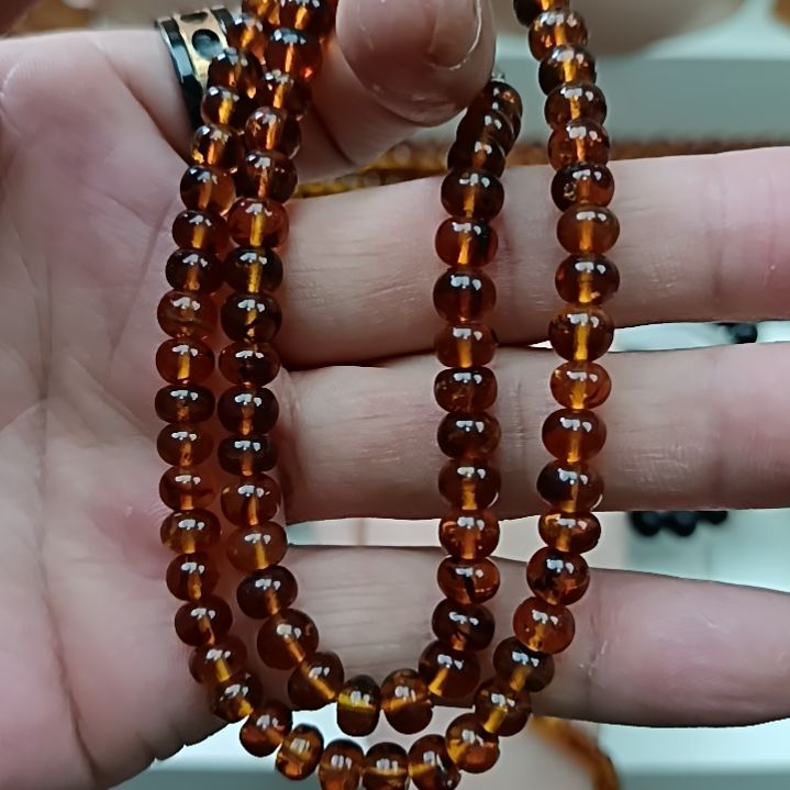 琥珀手链未镶嵌抚顺琥珀锁骨链6mm+