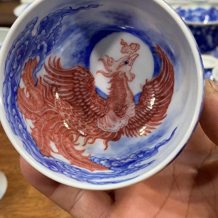 自成堂柴窑青花釉里红凤凰