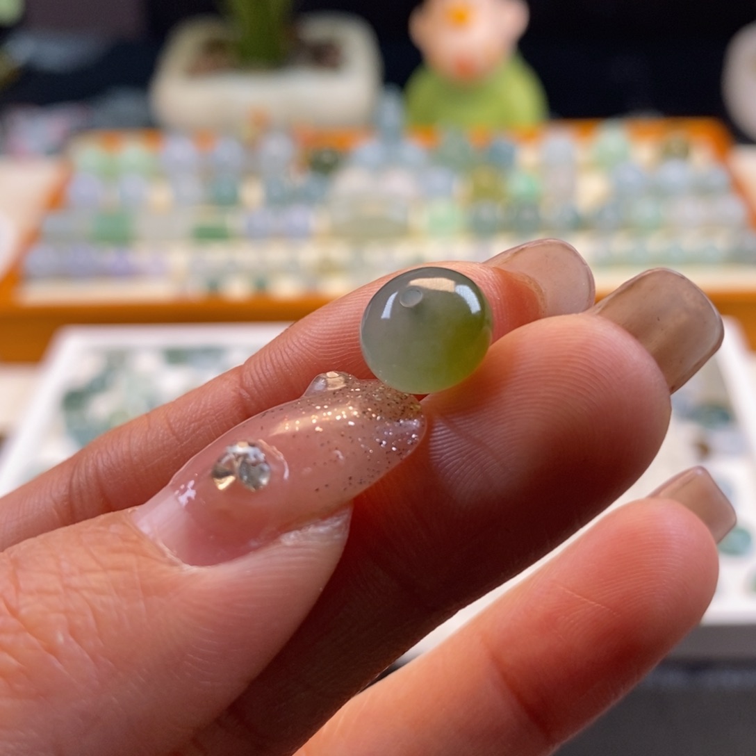 翡翠散珠天然翡翠秋香黄9.9×7.3