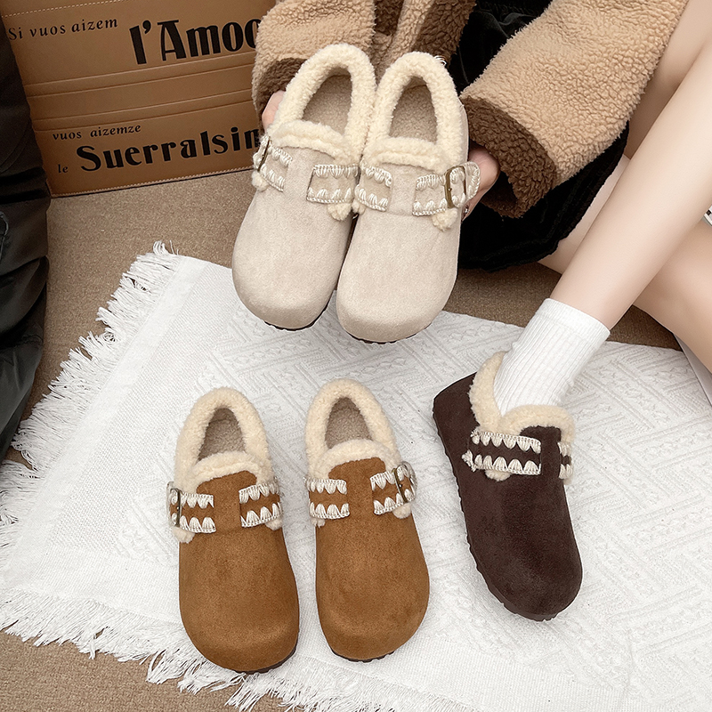 品牌新款冬平底内增高磨砂加绒博肯鞋女8899