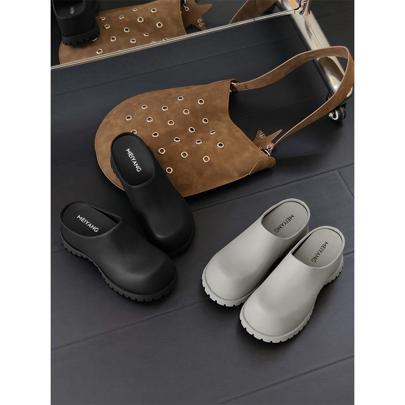 A美洋MEIYANG【商场同款】 佩奇半拖 一脚蹬内增高厚底丑萌大头靴