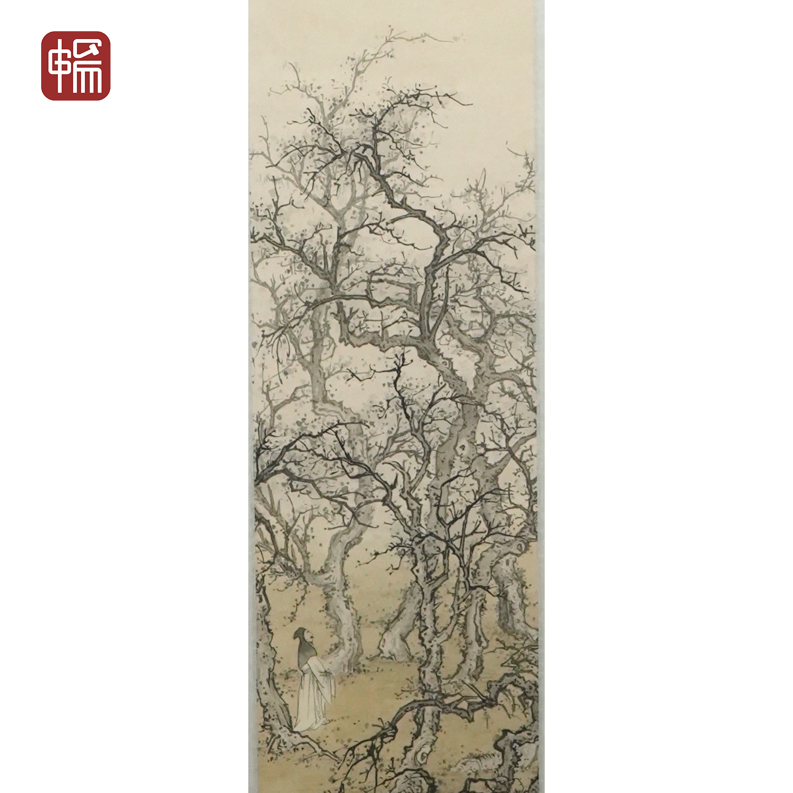  B196 1937年作《赏月》80*18(1.29平尺) 纸本立轴  ZP