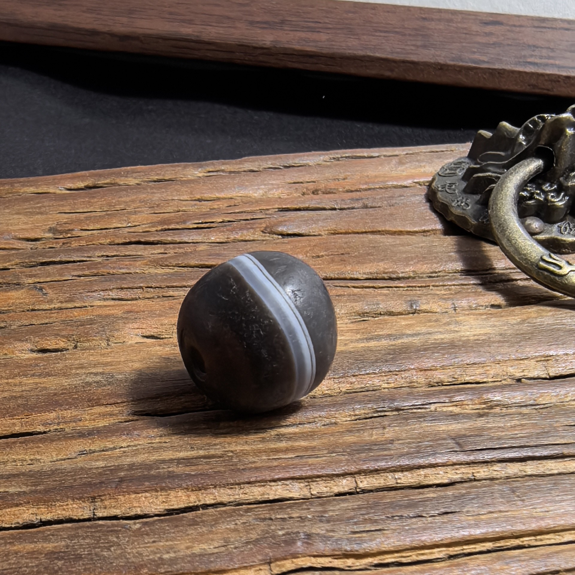 缠丝玛瑙老料一线糖球锁骨链项链吊坠对孔16mm