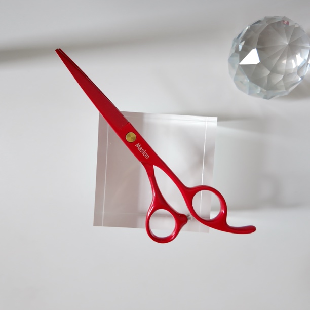 6inch蕉红色平剪牙剪理发师美发剪美发专业剪刀工具剪子理发剪