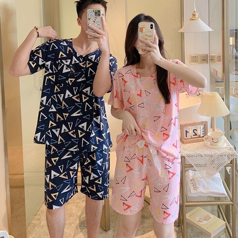 长裤爆款胸垫长袖三件套新款睡衣夏凉情侣夏装棉绸家居服套装造