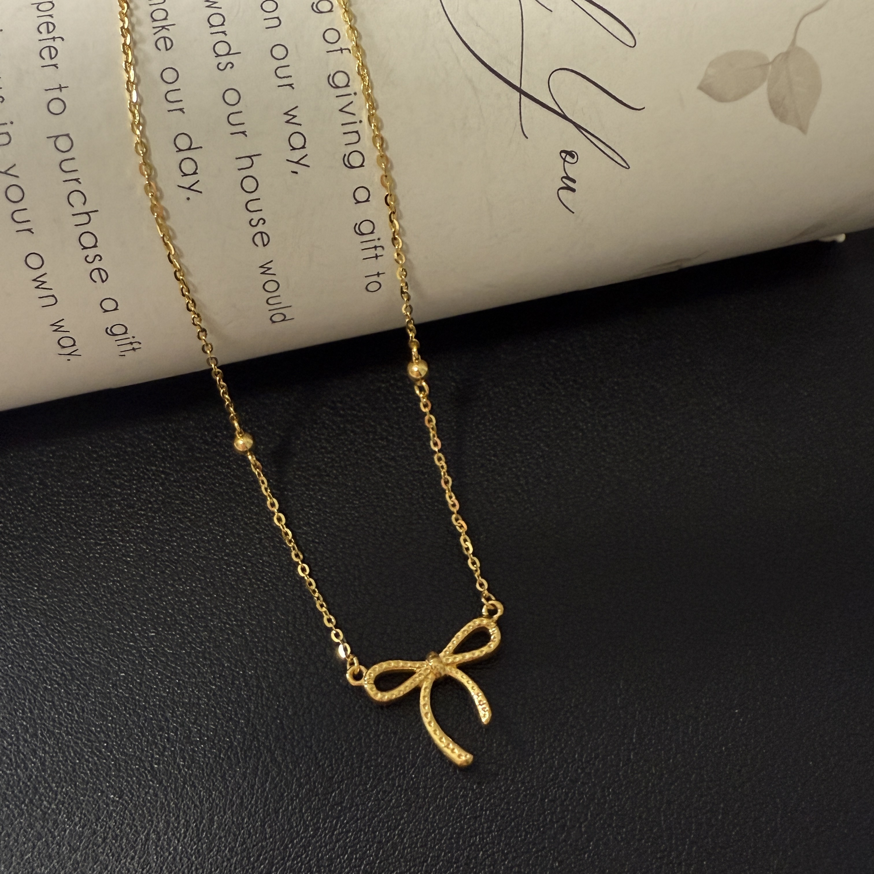 5G工艺【在逃公主蝴蝶结黄金项链】足金999