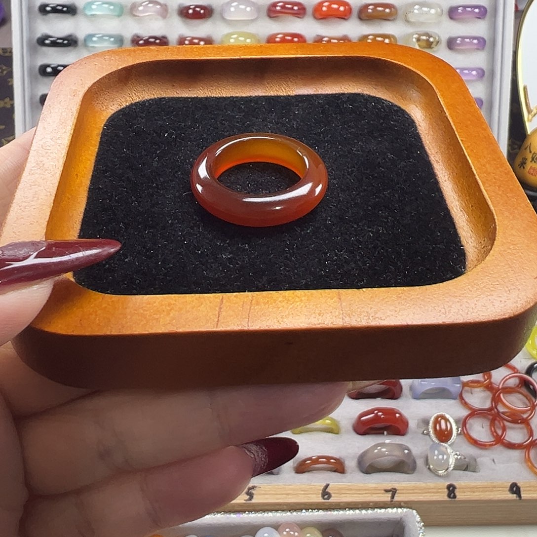 玛瑙/玉髓未镶嵌戒指B11不退换19.2港21