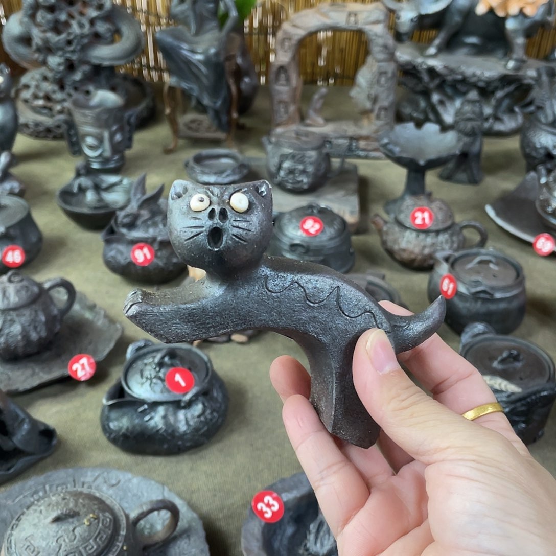 小茶宠全手捏柴烧茶器