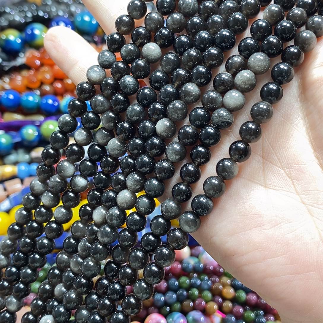 玛瑙/玉髓未镶嵌珠宝半成品银耀一条卡6mm