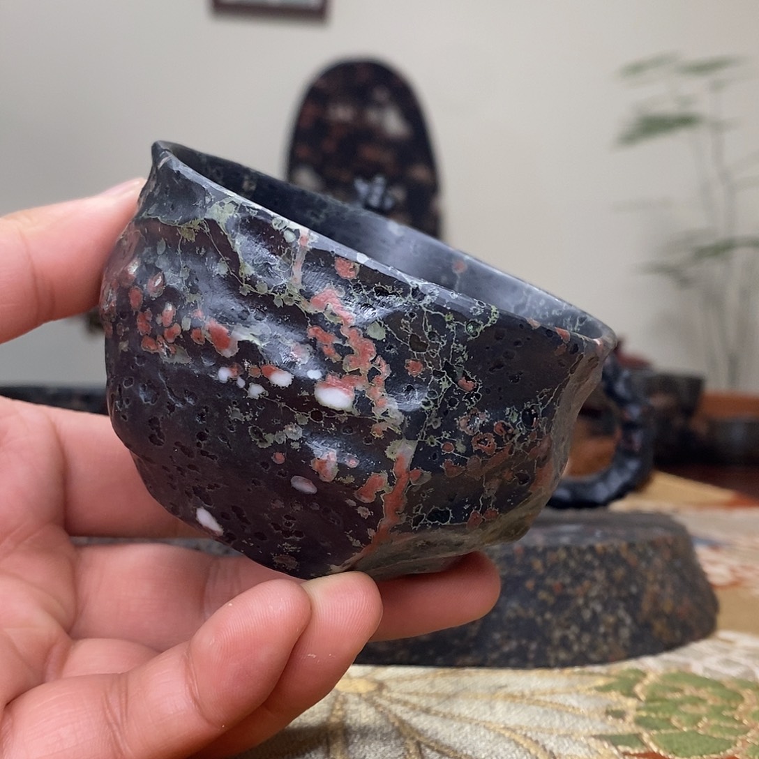 天***）豫石匠茶周边梅花玉安山玉炸炸炸！一对