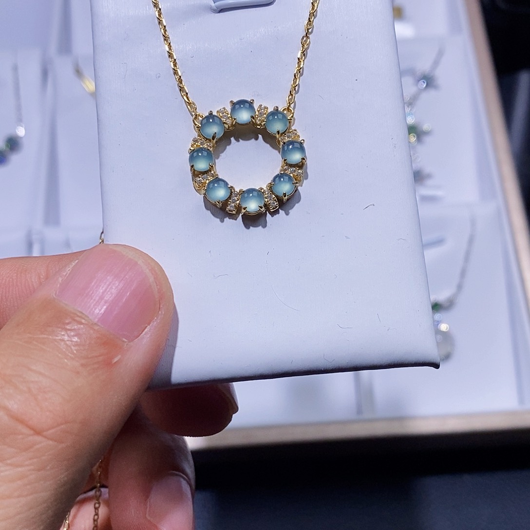 颈饰银S925镶嵌翡翠A*xw w