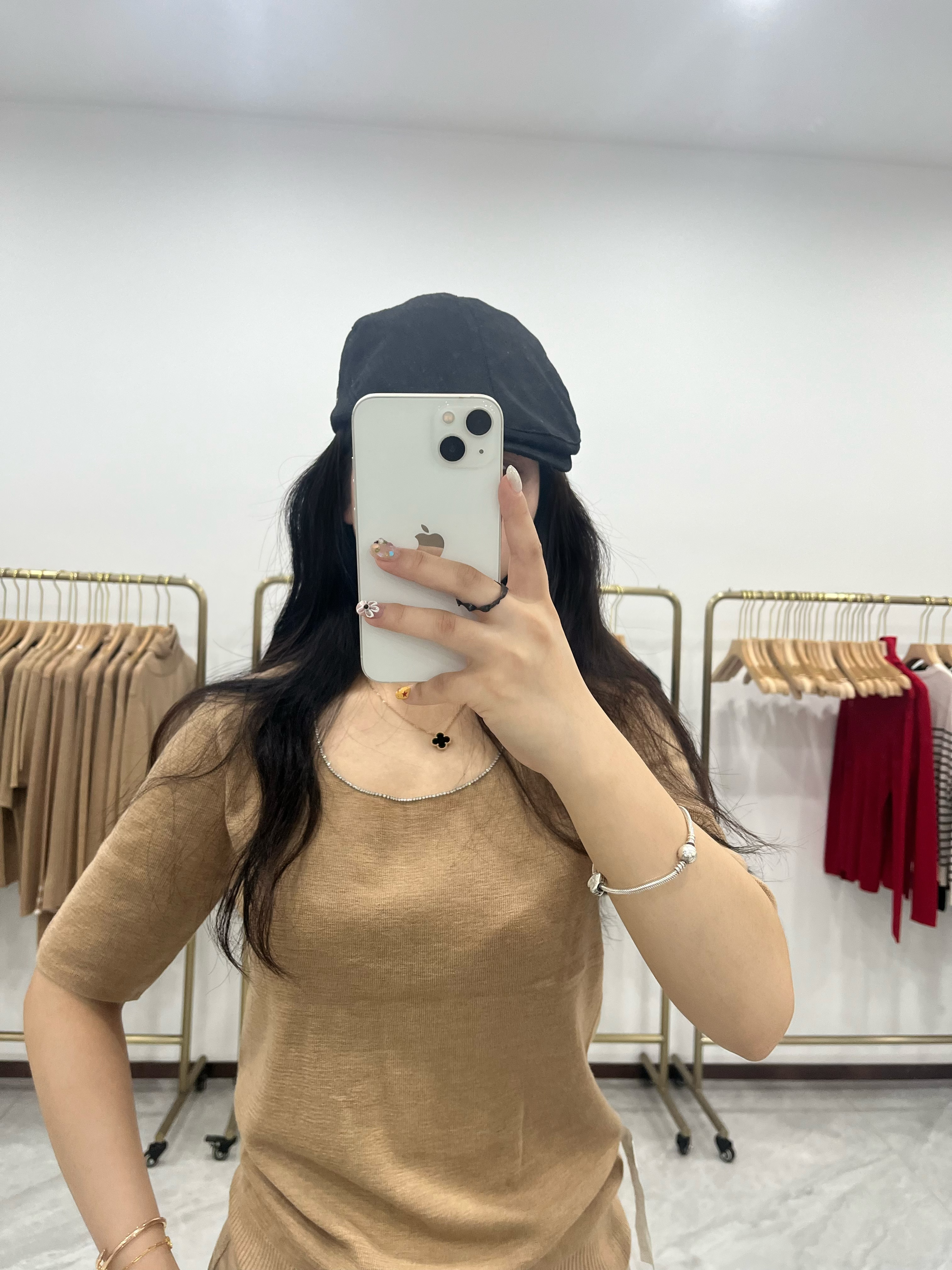 女士圆领四平短袖100精纺羊毛衫