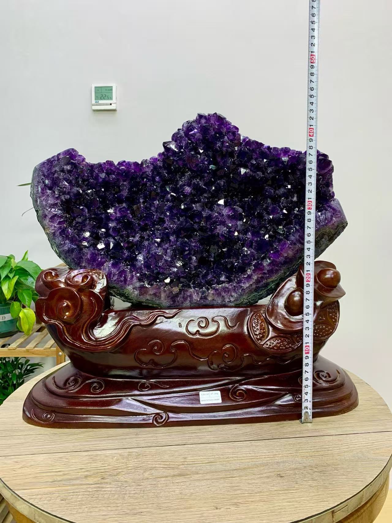 天然紫水晶摆件紫水晶摆件时尚紫色精雕乔迁送礼水晶洞精美紫晶簇