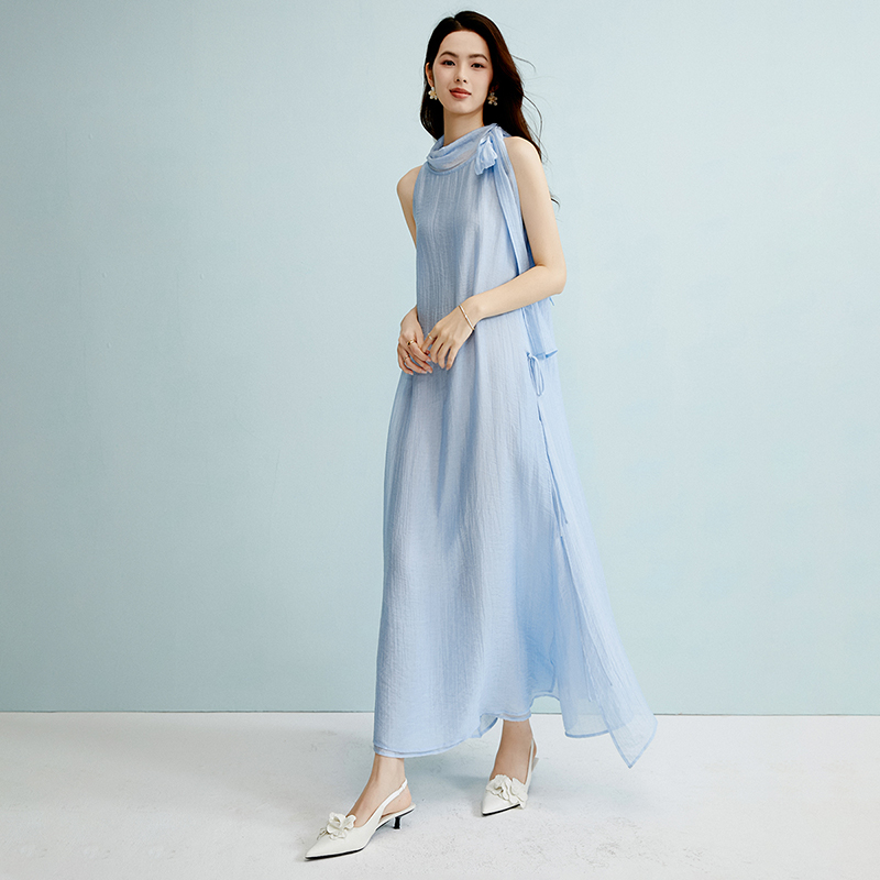 【断码清仓】2025裙子无袖天丝巨好看的连衣裙25042107