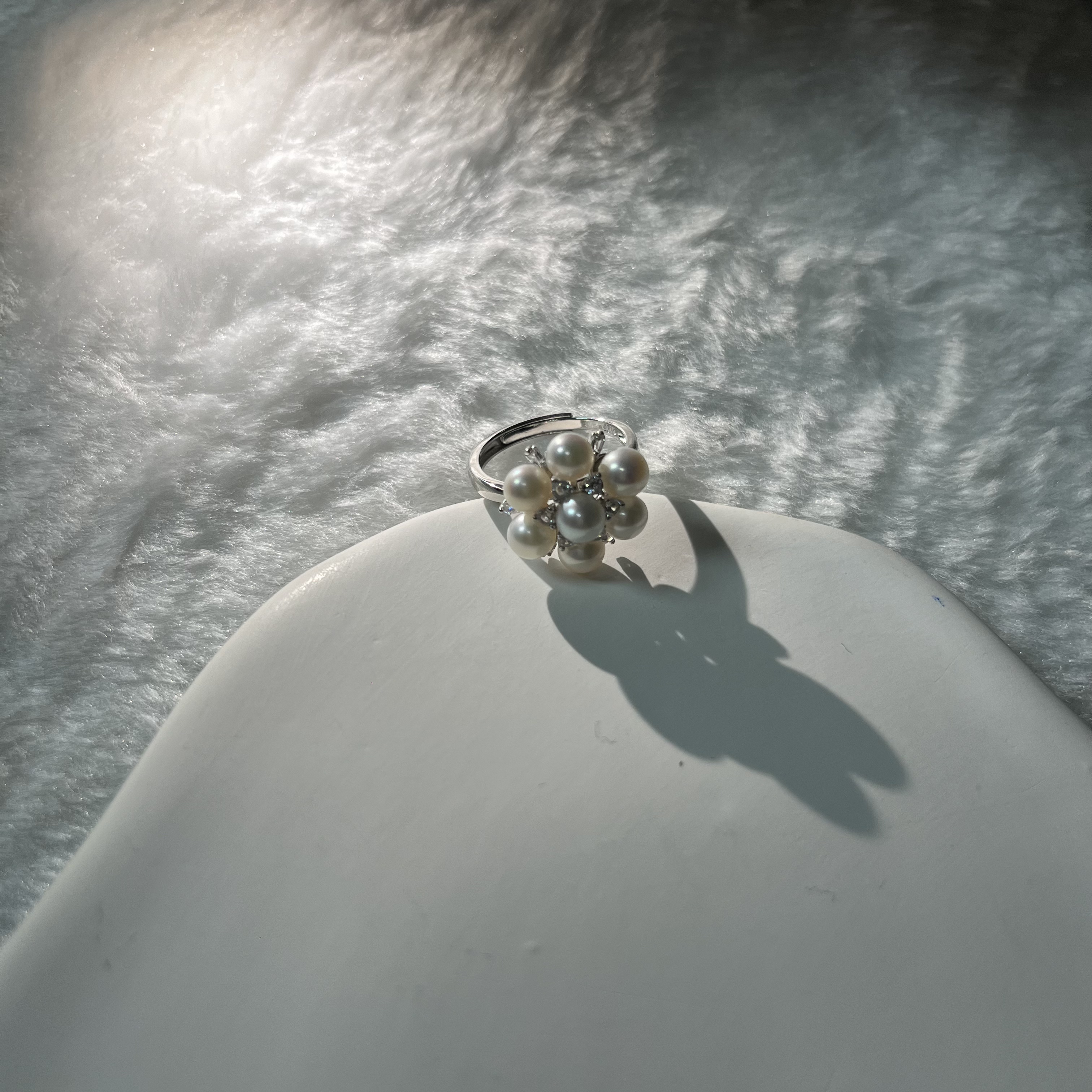 「欧若风珠宝」雪花款戒指 天然淡水珍珠