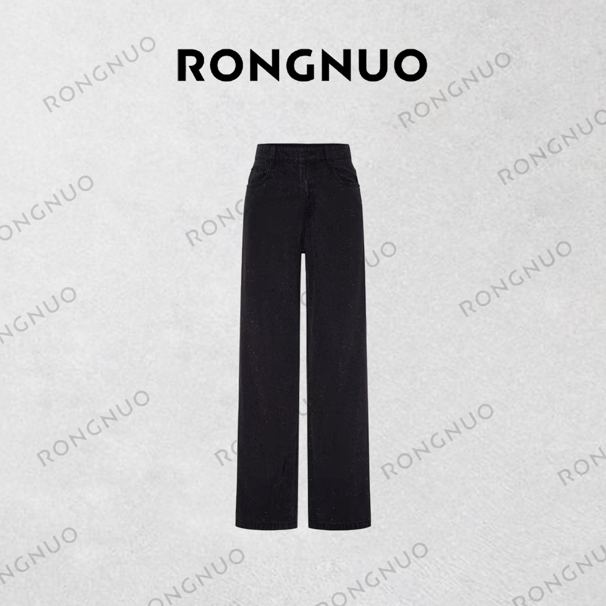 容诺容诺 及地直筒摇滚烫钻天丝牛仔裤2025春新品时尚白8155